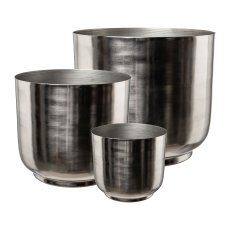 Metall Übertopf PLANTER, 3erSet, 36x36x22/28x28x25/20x20x18cm,