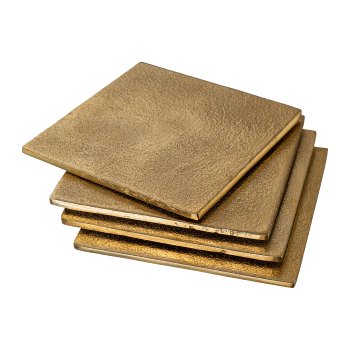 Aluminium Untersetzer quadratisch TABLE, 10x10x1cm, gold, 4/Box