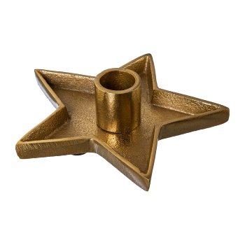 Aluminium candle holder star,LIGHTS UP, 13x4x13cm, gold