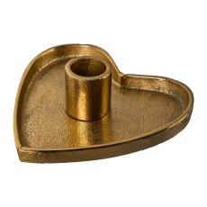 Aluminium candle holder heart,LIGHTS UP, 13x4x13cm, gold