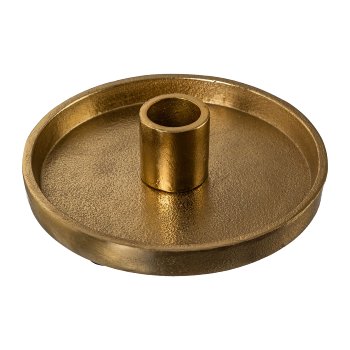 Aluminium candle holder round,LIGHTS UP, 13x4x13cm, gold