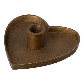 Aluminum candle plate heart AMARO, 13x4x13cm, gold