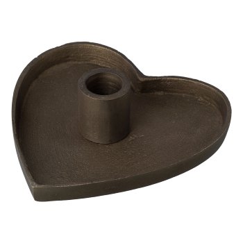 Aluminum candle plate heart AMARO, 13x4x13cm, anthracite