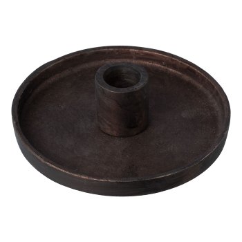 Aluminum candle plate round AMARO, 13x4x13cm, black