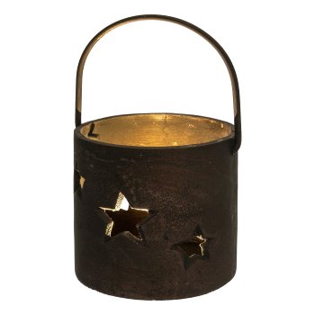 Aluminum lantern star w.handle AMARO, 10x10x10cm, black