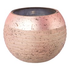 Glass lantern round CUTLER, 13x13x10cm, pink