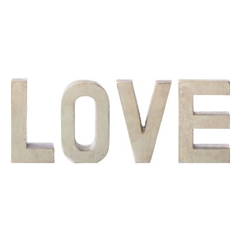 Aluminium 4erSet LOVE LETTERS, 4x20cm, silber