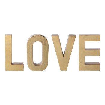 Aluminium 4erSet LOVE LETTERS, 4x30cm, gold
