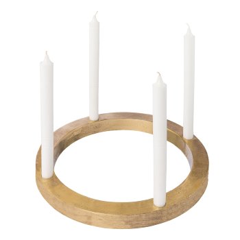 Aluminum ring 4er candle holder LIMA, 36x36x4cm, gold