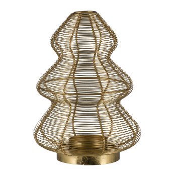 Aluminium wire tree, lantern, for candle 26x26x36cm, gold