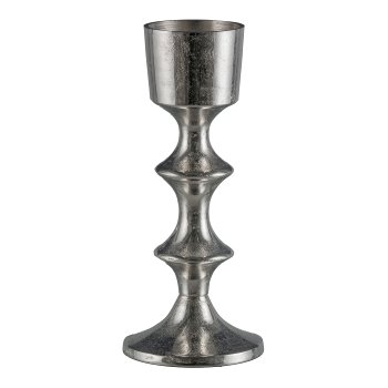 Aluminium candle holder, LUPOS 13x13x30cm, silver