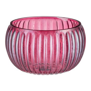 Glas Schale rund, geriffelt, Lusterfinish 15x15x12cm, Granat