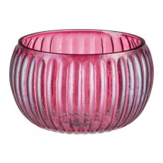 Glass bowl round, fluted, chandelier finish 15x15x12cm, garnet