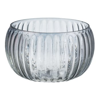 Glass bowl round, fluted, chandelier finish 15x15x12cm, grey