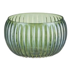 Glass bowl round, fluted, chandelier finish 15x15x12cm, moss