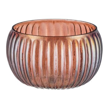 Glass bowl round, fluted, chandelier finish 15x15x12cm, dark brown