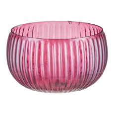 Glass bowl round, fluted, chandelier finish 23x23x14cm, garnet