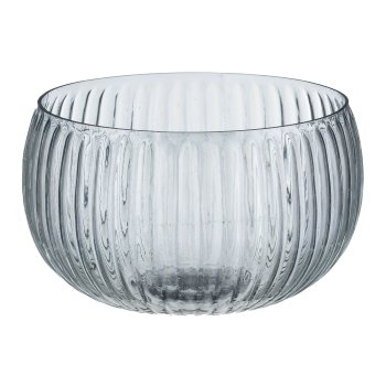 Glass bowl round, fluted, chandelier finish 23x23x14cm, grey