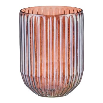 Glass tealight/vase, fluted, chandelier finish 15x15x20cm, dark brown