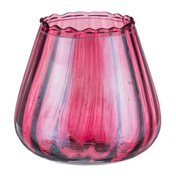 Glas Teelicht, bauchig, Lusterfinish 11,5x11,5x11,5cm, Granat