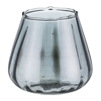 Glas Teelicht, bauchig, Lusterfinish 11,5x11,5x11,5cm, Grau