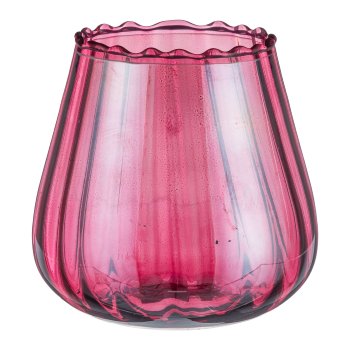 Glass tealight, bulbous, chandelier finish 13x13x13cm, garnet