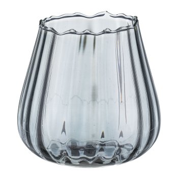 Glas Teelicht, bauchig, Lusterfinish 13x13x13cm, Grau