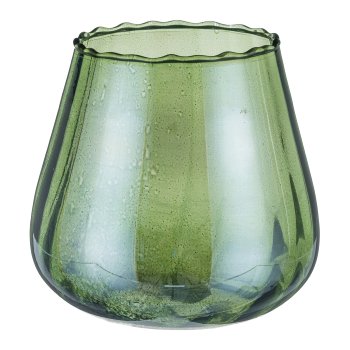 Glas Teelicht, bauchig, Lusterfinish 13x13x13cm, Moos