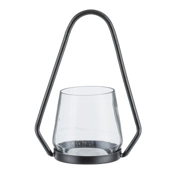 Glass lantern, in aluminium frame 12x9x20cm, clear