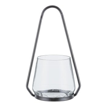 Glas Windlicht, im Aluminiumrahmen 14x10x26cm, klar