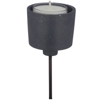 Aluminium tealight holder with plug for wreath, 13x6x6cm, stone grey