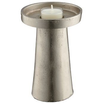Aluminium Kerzen-/Teelichthalter, T-Form, 11x11x16cm, silber,