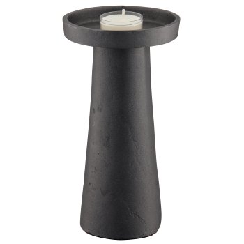 Aluminium candle/tealight holder, T-shape, 11x11x21cm, stone grey, Lepuro