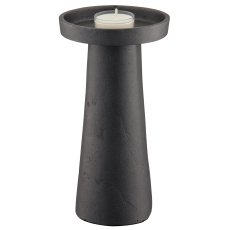 Aluminium candle/tealight holder, T-shape, 11x11x21cm, stone grey, Lepuro