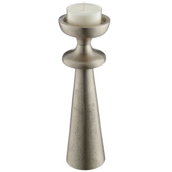 Aluminium Kerzen-/Teelichthalter SWING, 8,5x8,5x26cm, silber, Lepuro