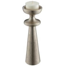 Aluminium Kerzen-/Teelichthalter SWING, 8,5x8,5x26cm, silber, Lepuro