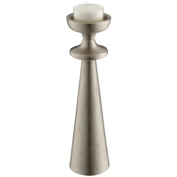 Aluminium candle/tealight holder SWING, 8.5x8.5x31cm, silver, Lepuro