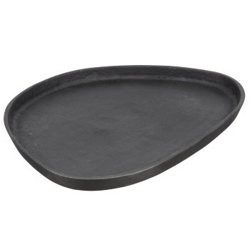 Aluminium Teller, organisch, 32x23x1,5cm, steingrau, Lepuro