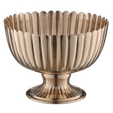 Metallschale auf Fuß, gerillt, 20x20x15cm, silber