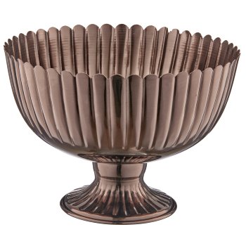 Metallschale auf Fuß, gerillt, 24,5x24,5x18cm, schwarz