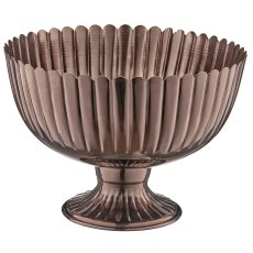 Metal bowl on base, grooved, 24.5x24.5x18cm, black