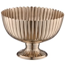 Metallschale auf Fuß, gerillt, 24,5x24,5x18cm, silber