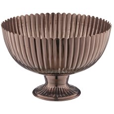 Metallschale auf Fuß, gerillt, 30,5x30,5x20,5cm, schwarz