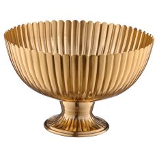 Metallschale auf Fuß, gerillt, 30,5x30,5x20,5cm, gold
