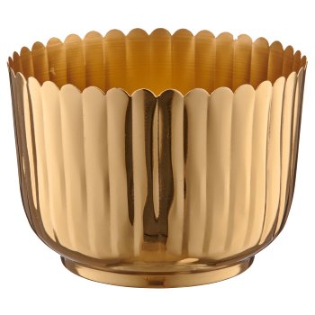 Metal vessel, grooved, 20x20x14.5cm, gold