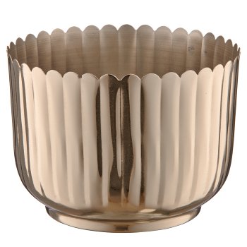 Metal vessel, grooved, 20x20x14.5cm, silver