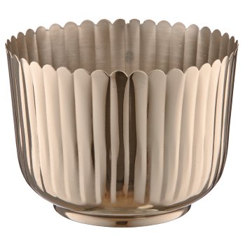 Metal vessel, grooved, 23x23x16.5cm, silver