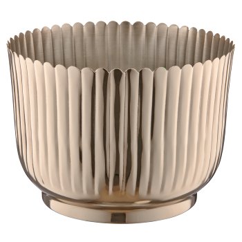 Metal vessel, grooved, 28x28x20.5cm, silver