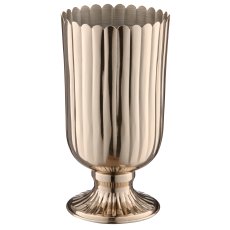 Metal amphora on base, grooved, 14x14x27cm, silver