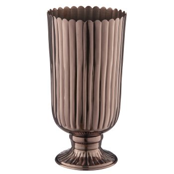 Metal amphora on base, grooved, 16.5x16.5x33cm, black